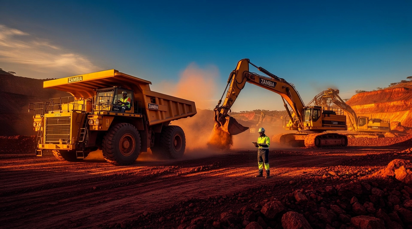Heavy mining machinery at work in Zambia