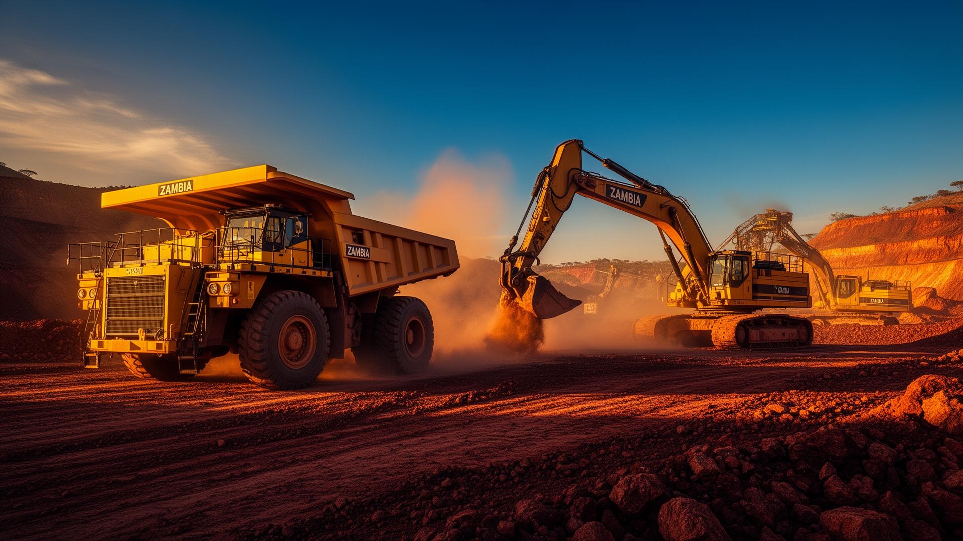 Heavy mining machinery at work in Zambia
